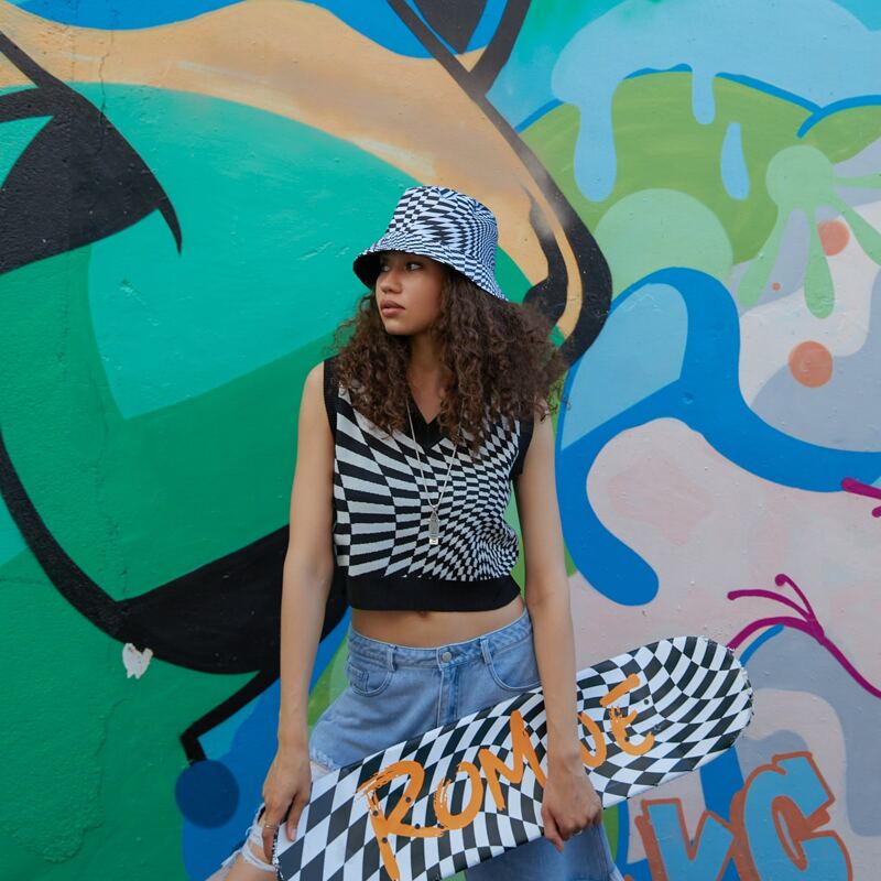 

Plaid Sweater Vest, Black and white