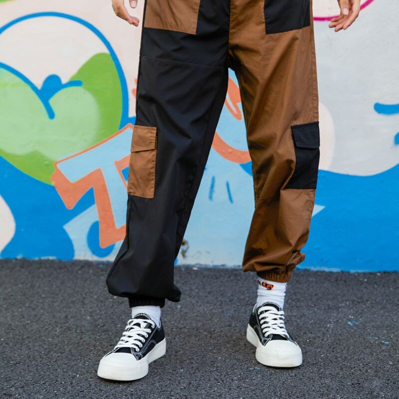 

Colorblock Elastic Waist Pants, Multicolor