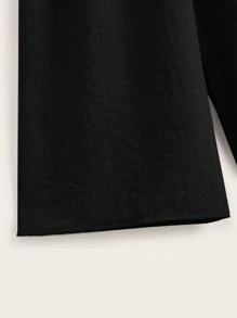 Seusyu Butterfly Closure High-Waist Wide Leg Pants, Slimming - Black - View 3