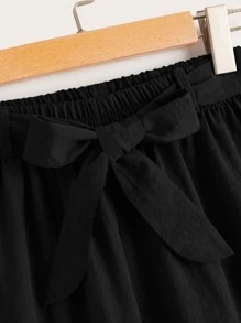 Seusyu Butterfly Closure High-Waist Wide Leg Pants, Slimming - Black - View 4