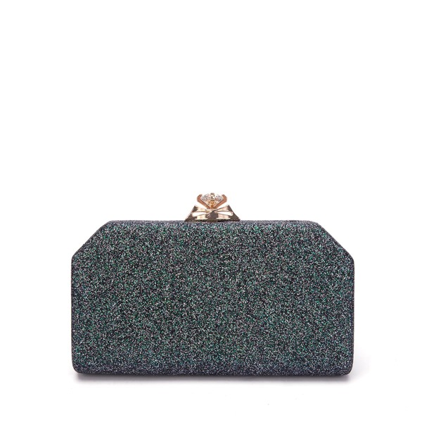 

Rhinestone Decor Glitter Chain Clutch Bag, Black
