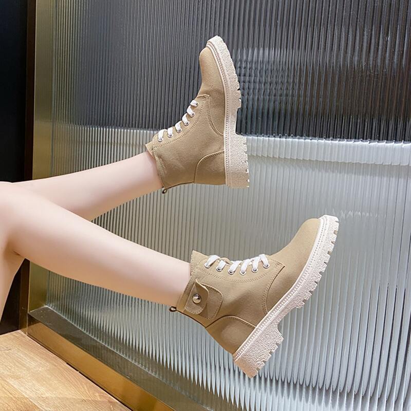 

Lace Up Decor Boots, Khaki