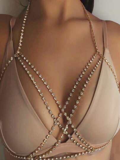 Rhinestone Decor Body Chain
