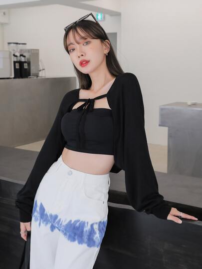 DAZY シンプル　フロントリボン　カーディガンの画像