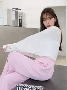 DAZY 素色繫帶開衫 - 白色 - 查看 9