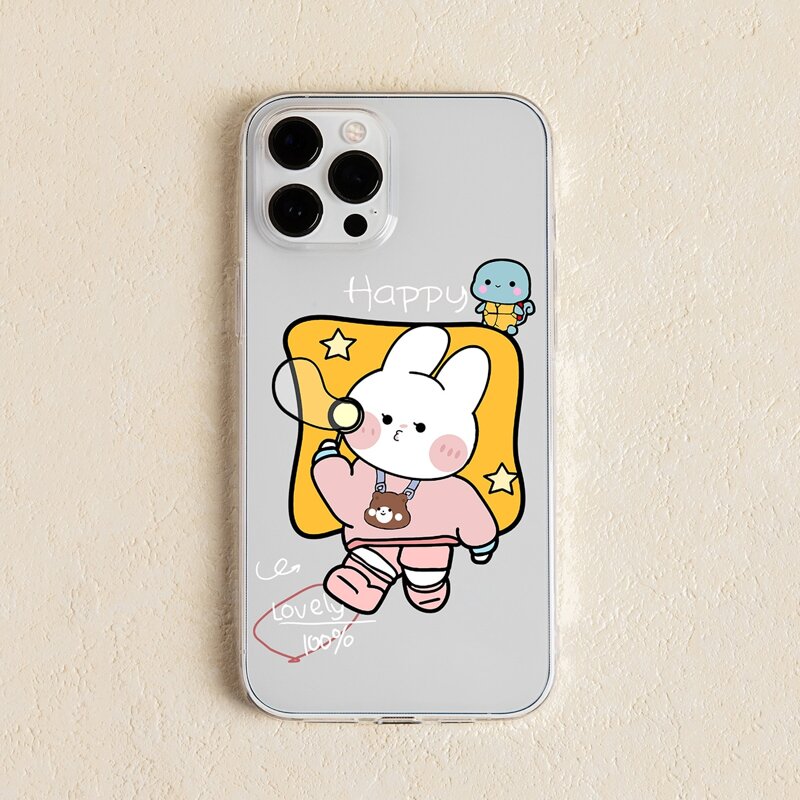 

Cartoon Rabbit Print Phone Case, Multicolor
