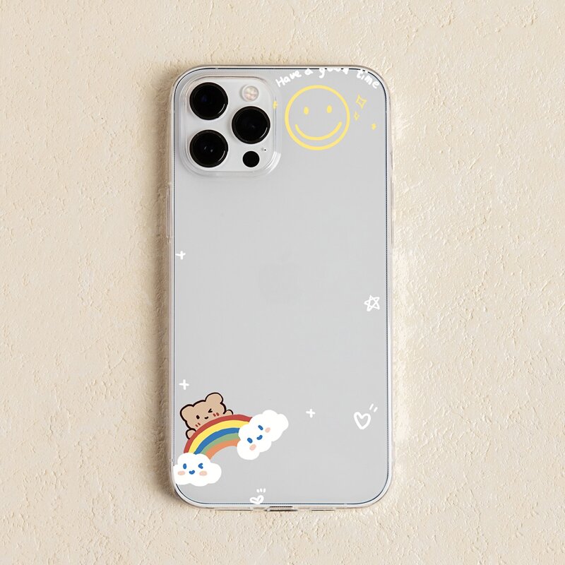 

Cartoon Bear Clear Phone Case, Multicolor