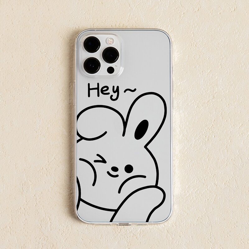 

Cartoon Rabbit Print Phone Case, Multicolor
