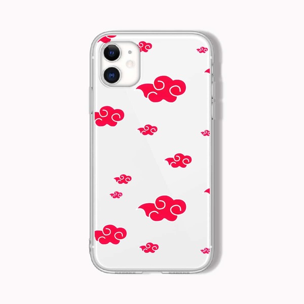 

Cloud Pattern Clear Phone Case, Red