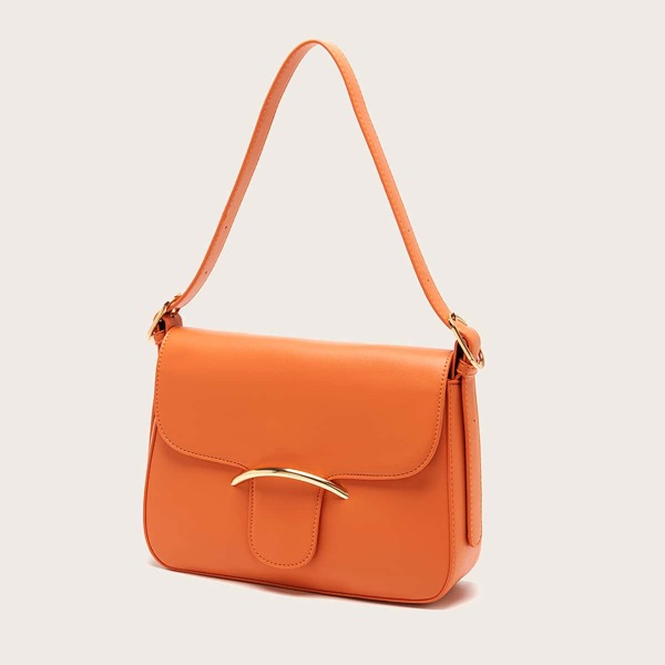 

Metal Decor Flap Square Bag, Orange