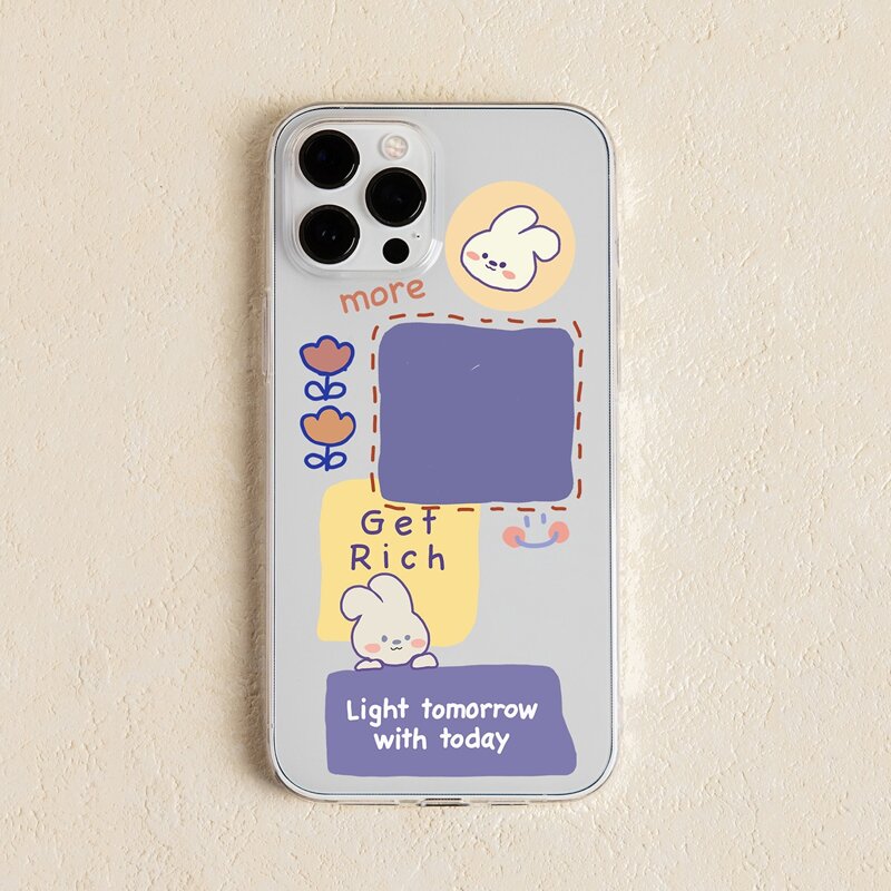 

Cartoon Rabbit Print Phone Case, Clear