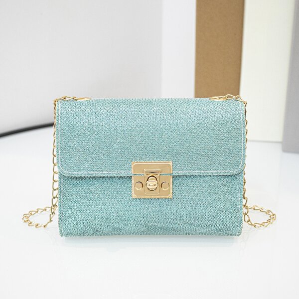 

Minimalist Twist Lock Chain Crossbody Bag, Blue
