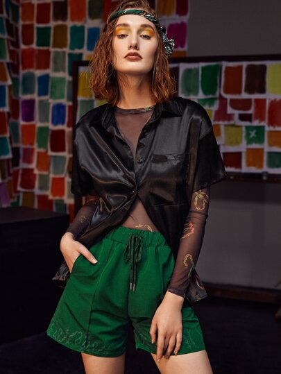 Weims Graphic Print Drawstring Waist Shorts