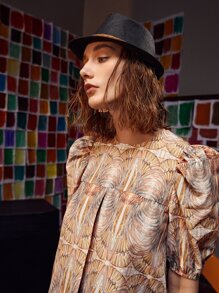 Noreen Allover Print Puff Sleeve Top - Multicolor - View 5