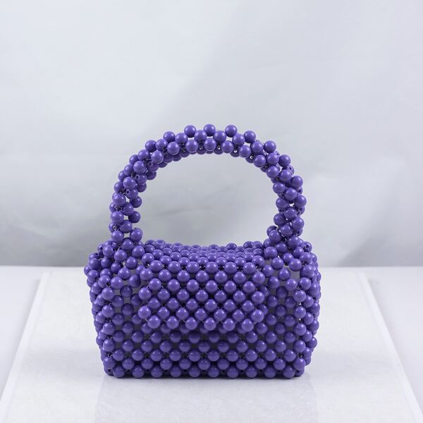 

Minimalist Beaded Design Satchel Bag, Purple