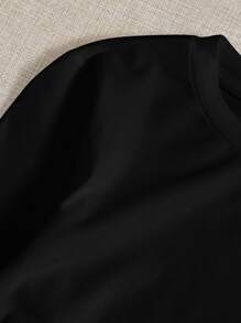 SHEIN EZwear Drawstring Ruched Solid Tee - Black - View 5