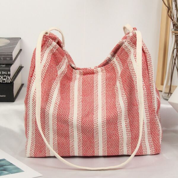 

Striped Pattern Shoulder Tote Bag, Multicolor