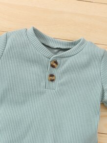 男嬰紐扣領連身背心帶前蝴蝶結短褲 - 薄荷綠 - 查看 3