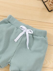 男嬰紐扣領連身背心帶前蝴蝶結短褲 - 薄荷綠 - 查看 4
