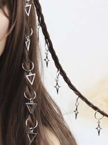 25 piezas Goma de pelo en espiral con diseño geométrico - Plateado - Ver 1