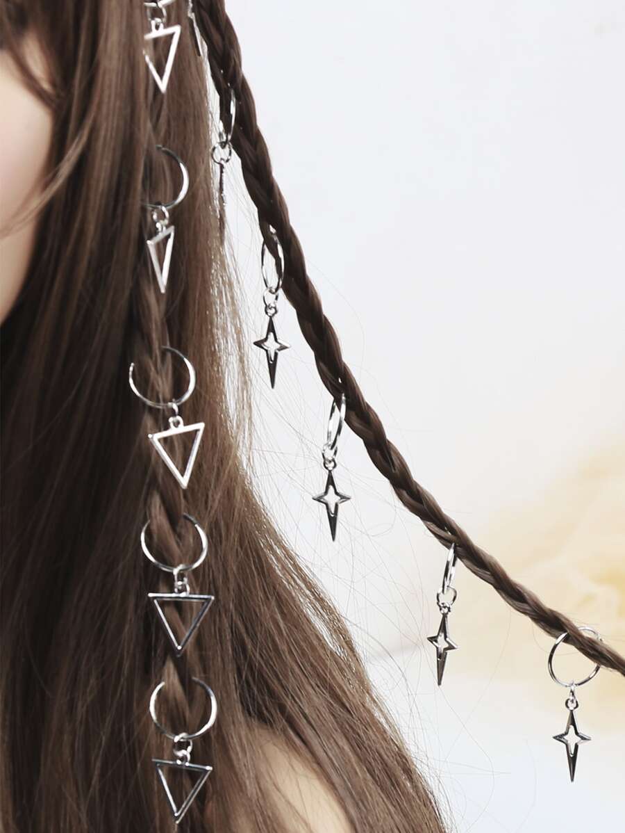 25 piezas Goma de pelo en espiral con diseño geométrico - Plateado - Ver 1