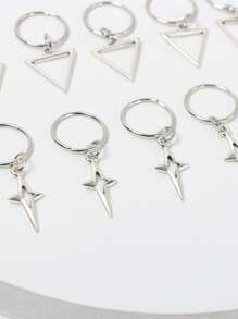 25 piezas Goma de pelo en espiral con diseño geométrico - Plateado - Ver 3