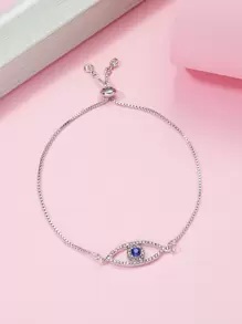 Rhinestone Eye Decor Bracelet - Blue - View 1