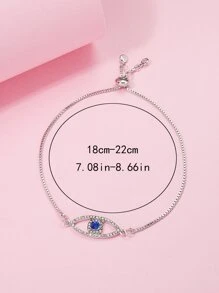 Rhinestone Eye Decor Bracelet - Blue - View 3