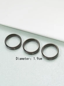 3 piezas Anillo con diseño luna & estrella - Negro - Ver 3