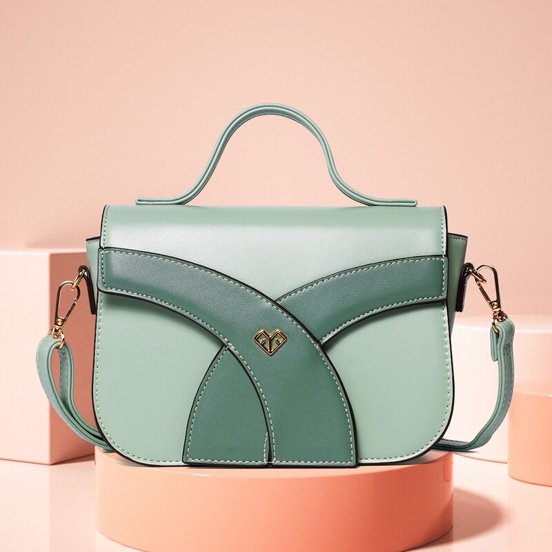 

Heart Decor Satchel Bag, Green