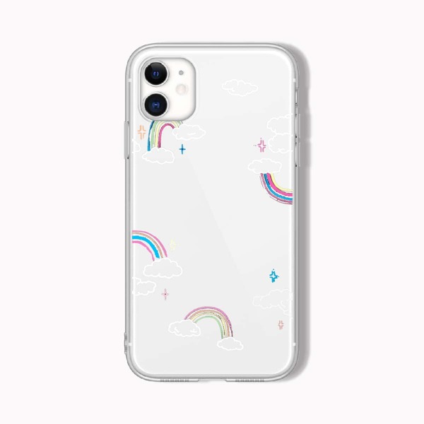 

Rainbow & Cloud Print Phone Case, Multicolor
