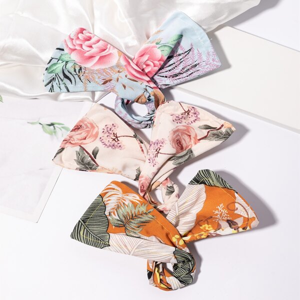 

3pcs Flower Print Hair Clip, Multicolor
