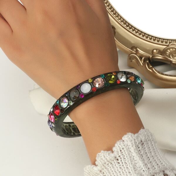 

Rhinestone Decor Bangle, Multicolor
