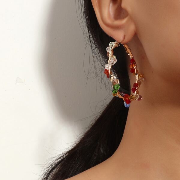 

Beaded Hoop Earrings, Multicolor