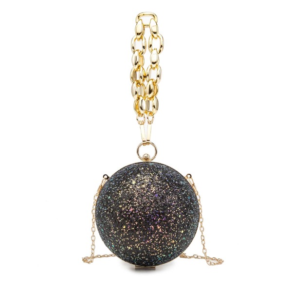 

Glitter Sequins Decor Circle Bag, Black