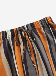 SHEIN VCAY Falda de rayas combinadas con nudo delantero bajo irregular - Multicolor - Ver 4