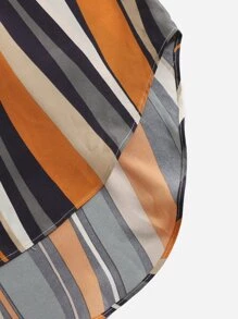 SHEIN VCAY Falda de rayas combinadas con nudo delantero bajo irregular - Multicolor - Ver 5