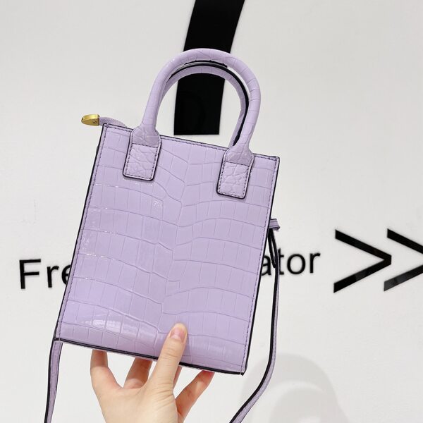 

Croc Embossed Satchel Bag, Mauve purple