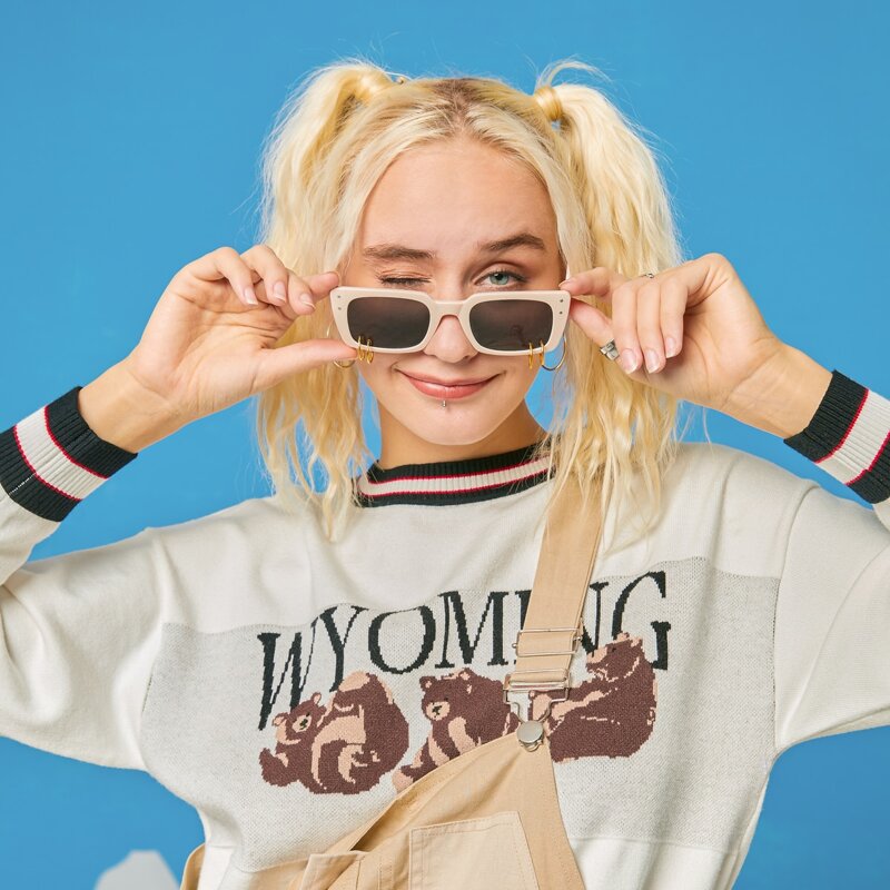 

Letter Cartoon Bear Pattern Sweater, Beige