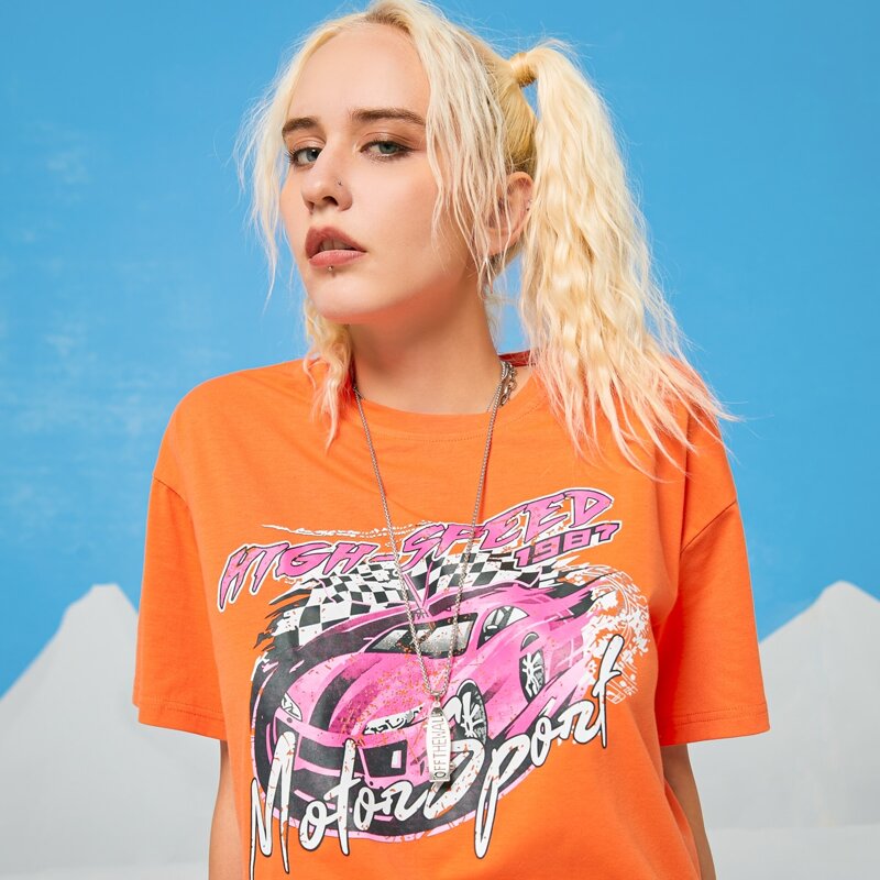 

Letter Car Graphic Tee, Orange