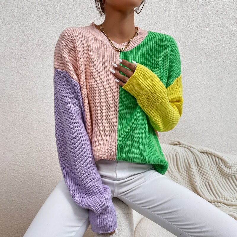 

Drop Shoulder Colorblock Sweater, Multicolor