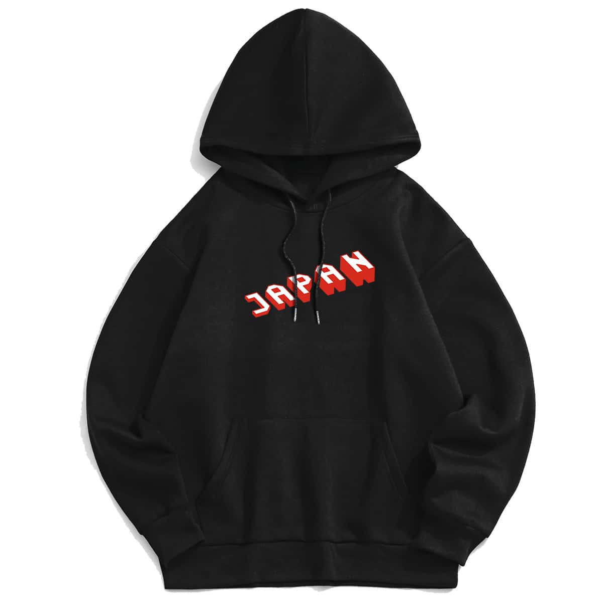 

Guys Letter Print Drawstring Hoodie, Black