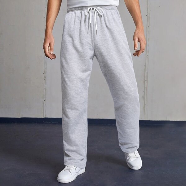 

Men Drawstring Waist Slant Pocket Sweatpants, Light grey