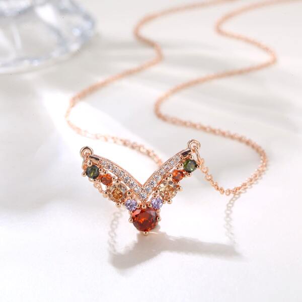 

Zircon Letter Charm Necklace, Rose gold