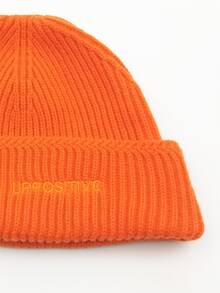 Letter Embroidered Beanie - Orange - View 3