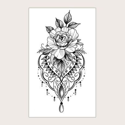 1sheet Flower Print Tattoo Sticker