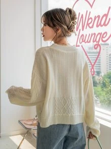 DAZY Cable Knit Drop Shoulder Sweater