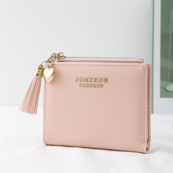 

Tassel Decor Fold Over Purse, Pink