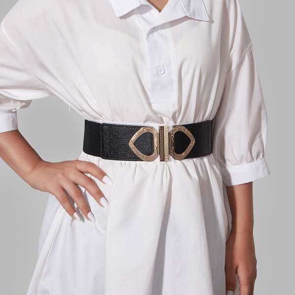 

Heart Decor Buckle Belt, Black