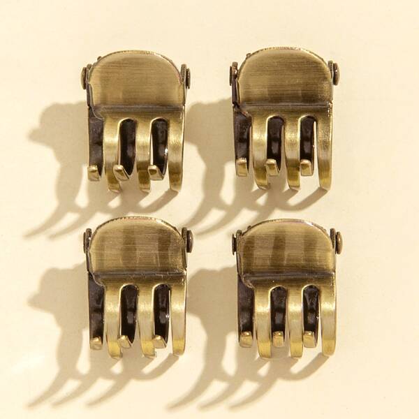 

4pcs Simple Hair Claw, Bronze